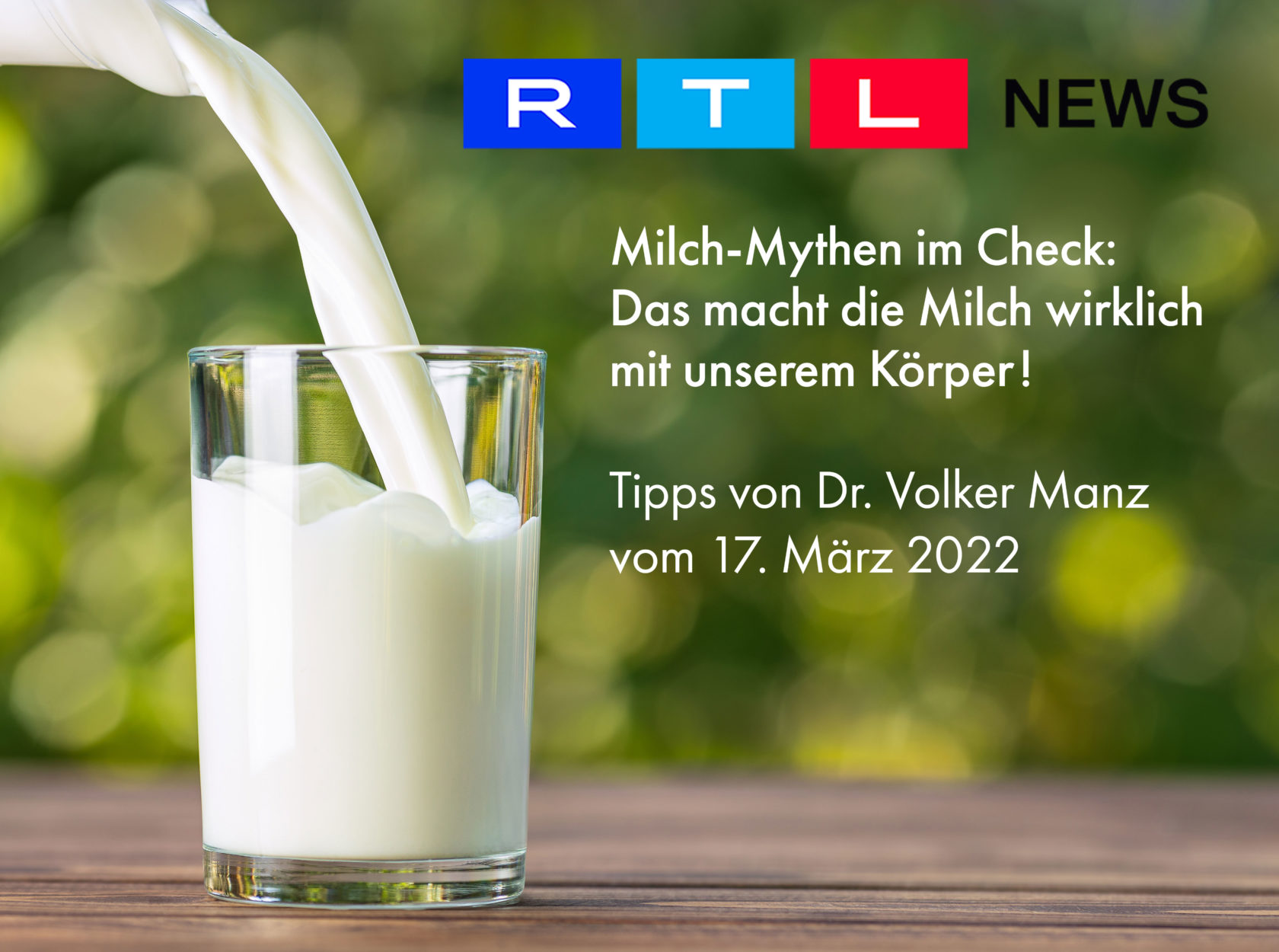 Dr. Volker Manz vom SI Ernährungsinstitut zu Gast bei RTL zum Thema Milch